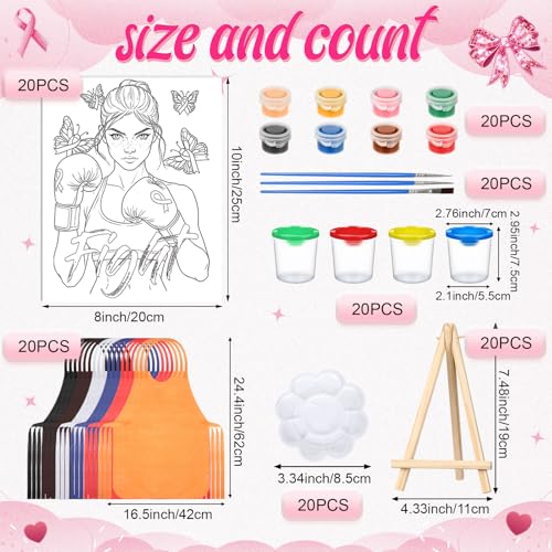 Sherr 140 Pcs 20 Set Pre Drawn Canvas Painting Kit, Breast Cancer Awareness - style: Breast Cancer Awareness