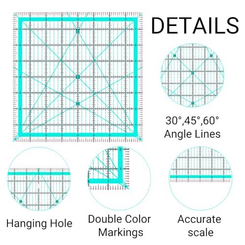 Quilting Rulers,5 Quilting Square Rulers(2.5",3.5",5", 6.5", 8") - color: Light Blue