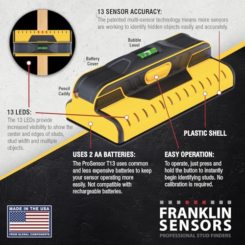 Franklin Sensors ProSensor T13 Stud Finder, 13-Sensor Wall Scanner - size: Large
