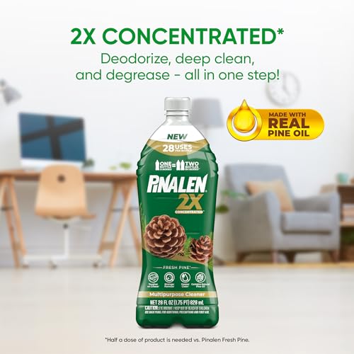 PINALEN 2X Concentrated Multipurpose Cleaner - Fresh Pine Scent - 28 fl oz - All Purpose Cleaner for Kitchen, Bathroom, Laundry, Floors & Outdoors (Pack of 2) - size: 28 Fl Oz (Pack of 2)