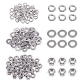 Swpeet 150Pcs Metric 304 Stainless Steel M4 Hex Nuts and Flat Washers with M4 Split Lock Washers Assortment Kit, Coarse Thread Hexagon Nut for Home Automotive Shop Use - size: M4 Hex Nuts & Washers