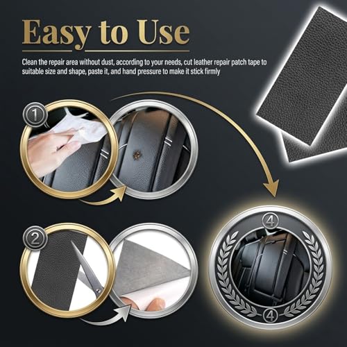 2PCS 8"x4" PU Leather Repair Patch,Self-Adhesive Leather Repair Kit to Repairs Cracks/Holes,Versatile Leathers Patch for Car Seat Repairs & Furniture & Vinyl Surface - color: Non Porous/2PCS