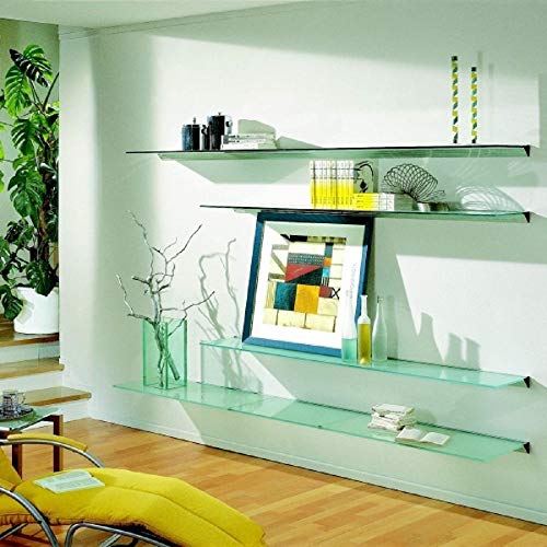 LTL Home Products GL12020CLKIT Wallscapes Glacier Floating Glass Wall Shelf Kit, 8" x 48", Clear Glass - color: Clear, size: 8"x48"