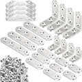 24 Pcs Corner Brace Flat Straight Bracket Sets, Stainless Steel L Brackets for Wood, Various Mending Plates with Screws - size: 6 size/ Mixed set