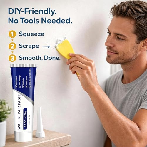 2Pcs Wall Repair Paste Tube, Drywall Repair Kit, Quick Drying Wall Mending Agent Spackle Wall Repair Kit with Scraper and Sandpaper for Holes Cracks Scratches Home DIY Use