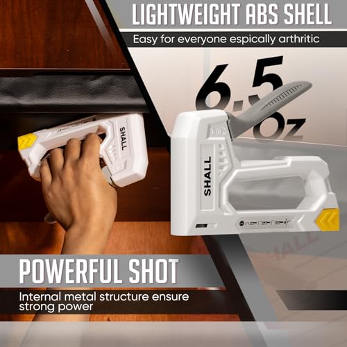 SHALL Light Duty Staple Gun for Wood - White Upholstery Staple Gun with 1600pcs JT21 Staples 1/4, 5/16, 3/8 inch and Staple Remover - Fabric Stapler Gun for Crafts, DIY, Decoration - color: White