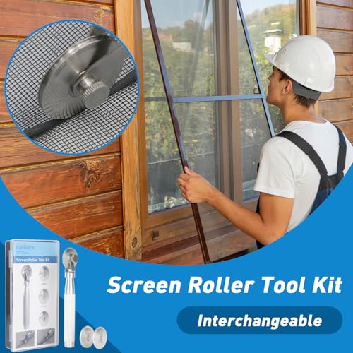 Stainless Steel Handle Screen Roller Tool with 3 Steel Bearing Wheels - size: 3 in1 Stainless Steel Screen Roller Tool Kit