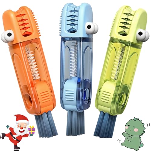 3 in 1 Cup Lid Gap Cleaning Brush, Portable Water Bottle Brush, Multifunctional Bottle Cleaner Brush Set for Tight Spaces, Bottle Gaps, Straws, Tumblers, Travel Mug Caps(3 PCS) - color: Blue, Orange, Green(3pcs)