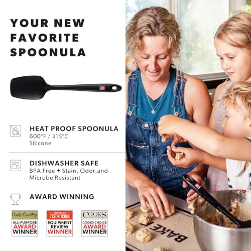 DI ORO Silicone Spoonula - Spoon Spatula, 600F Heat Resistant, Black - color: Black