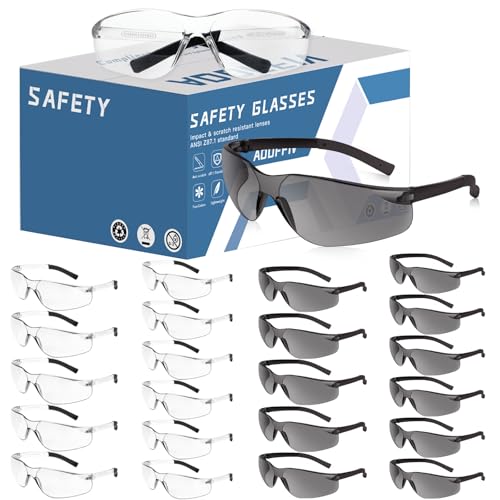 24 Pack Bulk Safety Glasses Clear Lens ANSI Z87.1 Eye Protection | Tinted and Clear Polycarbonate Lenes, Scratch and Impact Resistant Safety Glasses Bulk for Construction, Woodworking, Lab - color: 118-24pc Mixed