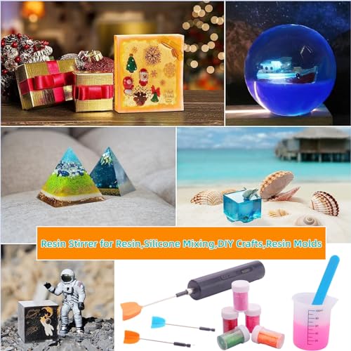 Rechargeable Epoxy Resin Mixer,USB Handheld Electric Resin Mixer for Mixing Epoxy Without Bubbles, Resin Stirrer for Tumblers Epoxy, Resin Molds, Glazes and Paint (Grey) (White) - color: BLACK