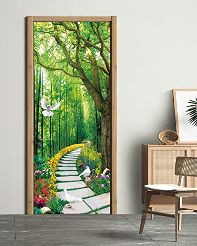 FLFK Door Decal Sticker - Scenic,Peel and Stick Mural,Combined Size 36"x80",Split into 2 Pieces - color: Mt3270, size: 36"x80"