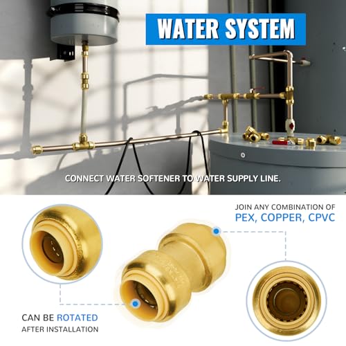 SUNGATOR 6-Pack Straight Coupling, 3/4 Inch Push PEX Fittings, Brass - color: Brass Coupling, 6 Pack, size: 3/4 Inch