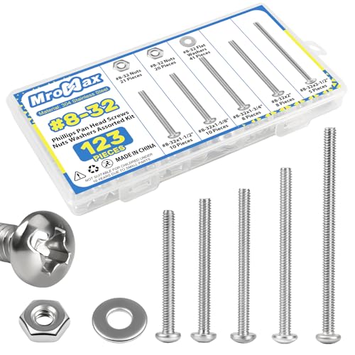 #8-32 x 1-1/2" to 2-1/2" Long Pan Head Machine Screws Kit for Outlet Box - size: #8-32(Long Screws Kit）