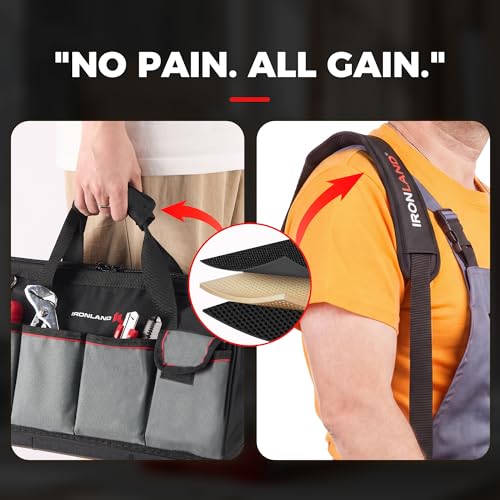 IRONLAND 16.5 Inch Hard & Sturdy Bottom Tool Bag Organizer for Men