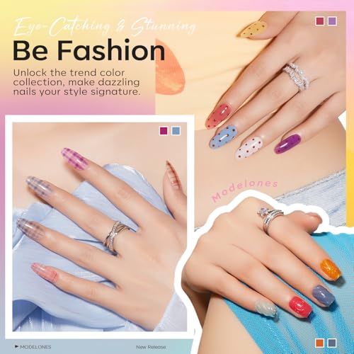 modelones Gel Nail Polish Set Jelly Glitter 32PCS 28Colors Nude Pink White - color: A2-Gloss Veil