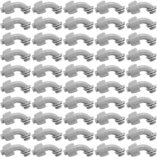 Yaomiao 50 Pcs 1/2 in Liquid Tight Connectors, 90 Degree PVC, 50 Pcs