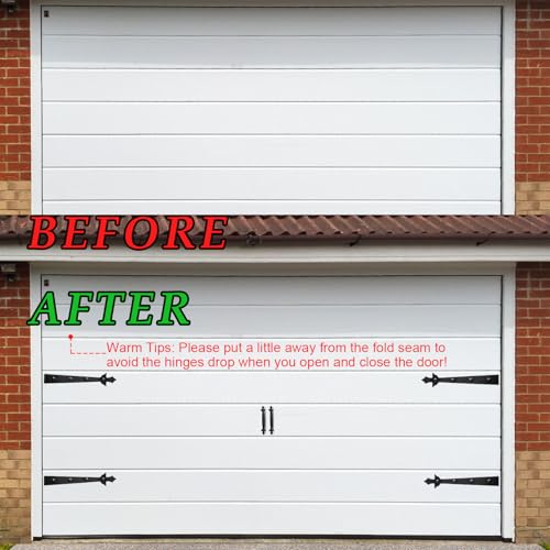 Magnetic Garage Door Hardware,Garage Door Magnetic Decorative Hardware with 4 Hinges + 2 Handles Gave Your Door a New Look,Garage Door Magnets Easy Install,Never Fade Garage Door Handle(Modern Style) - style: Modern