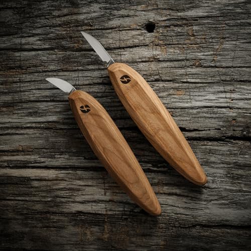 Flexcut Pro Series Wood Carving Tools, 1 Inch Chip Knife & 1-3/8 Inch Detail Knife with Smaller Ergonomic Handles (FP100)