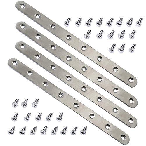 4 Pcs 9.7" Stainless Steel Flat Brackets, Mending Plates with 32PCS Screws