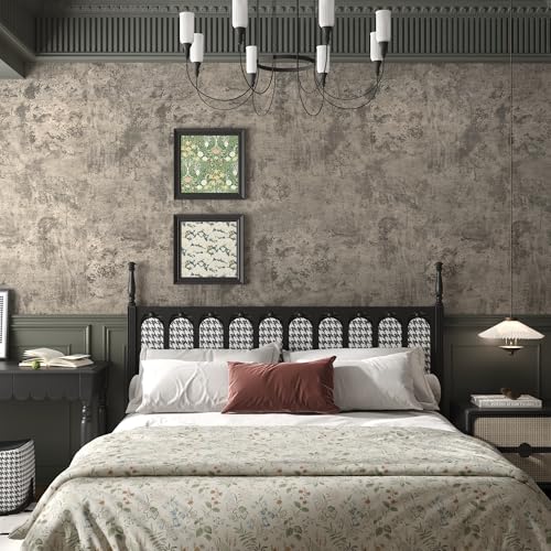 JSEVEM 24"×354" Light Brown Concrete Wallpaper Peel and Stick Industrial Beige Gray Cement Contact Paper Vinyl Warp Matte Textured Self Adhesive Wall Paper for Bedroom Bathroom Office Walls - color: Brown Gray, size: 24" x 354"