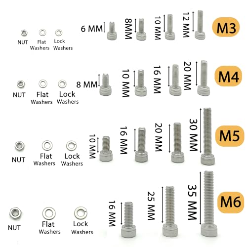 1160Pcs M3/M4/M5/M6 Hex Socket Bolt Kit,304 SS Metric Screws Assortment - size: M3/M4/M5/M6