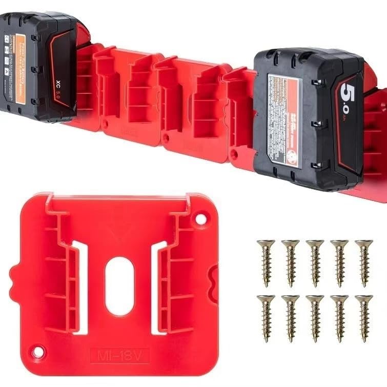 Tool Holder and Battery Holder for Milwaukee M18 18V, 10 Pack power hanger Wall Mount Organizer Storage Shelf with Screws
