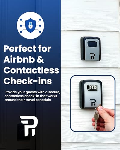 Rudy Run Key Lock Box for Outside – Large Outdoor Lockbox for Keys with Code, 4-Digit Combination Hidden Safe to Hide a Key Outside, Wall Mounted Key Storage for Home, Airbnb, 1 Pack