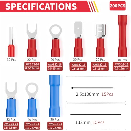 201PCS Wire Stripper Tool Kit,Self-Adjusting 8" Automatic Wire Stripping Tool for AWG 10-24, 3-in-1 Automatic Wire Stripper/Cutter/Crimper, Universal Wire strippers for Electrical Work