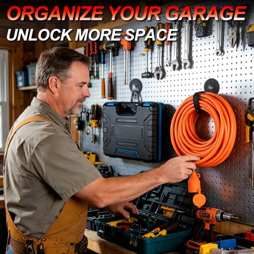ULIBERMAGNET New Upgraded Heavy Duty Magnetic Garage Hooks,4 Pack Strong Large Magnet Hooks for Power Drill,Garden Tools,Hose,Pegboard,Garage, Workshop,Magnetic Storage Hook for Hanging(Black) - style: Upgraded Black Medium L Strong Hooks
