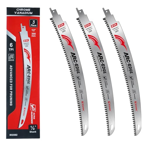 EZARC Arc Edge Reciprocating Saw Blades, 12-Inch 6TPI for Pruning, 3-Pack - size: 12 Inch