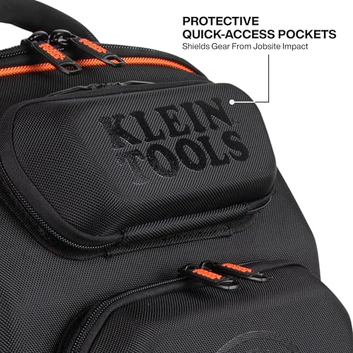 Klein Tools 62809MB MODBox Hard Shell Backpack with Protective Front Shell, 40 Pockets, Laptop Sleeve USB-C Port, MODBox Compatible, Heavy Duty - size: Hardshell Backpack