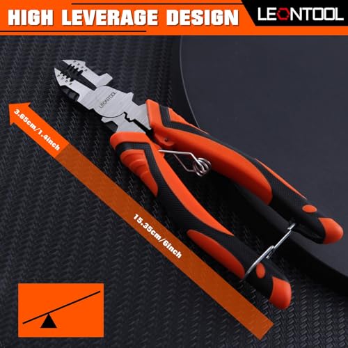 3-in-1 Diagonal Cutting Pliers with Wire Stripper Crimper, 8" Multifunction Electrician Plier Wire Cutter Side Cutting Pliers Cable Cutter with Ergonomic Handle for Electricians and Home