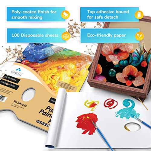 Bellofy 2X Disposable Palette Paper 9x12 Inches | Mess-Free Paper Artist Palette for Acrylic, Oil Paint | Perfect Painting for Artists, Kids & Beginners | Easy-to-Use Tear-Off Sheets for Mixing Colors
