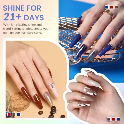 VANREESA 42 Pcs Gel Nail Polish Kit with U V Light 24 Colors Gel Polish Nail Kit Pink Red Orange Yellow Green Brown Blue Purple Gray Complete Nail Kit with Manicure Tools Gifts for Women - color: Elegant & Trendy Collection
