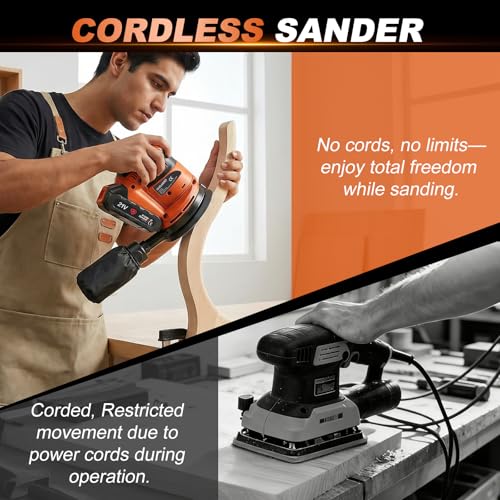 Cordless Random Orbital Sander 5 Inch Battery Powered Palm Sander