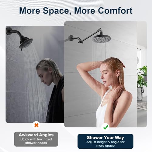 BRIGHT SHOWERS Brass Shower Head Extension Arm for Rain and Handheld Shower Head, 10 Inch Universal Shower Arm Extender, Height & Angle Adjustable, Oil-Rubbed Bronze - color: Oil Rubbed Bronze, style: 10 Inch