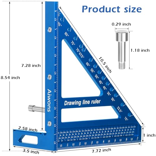 8.5 inch 3D Multi-Angle Measuring Ruler-Large Precision Woodworking - color: Blue