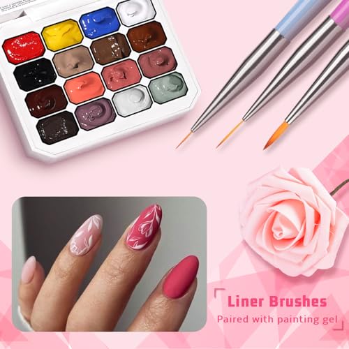 Ombre Gel Polish Palette,16Colors Pat Gel Paint Nail Art Kit Sponge Patting - color: 16 Colors J