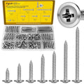 171PCS #8 Self Tapping Screws Assortment Kit, #8 x 1/2",5/8",3/4",1",1-1/4",1-1/2'' Phillips Modified Truss Head Wood Screws, 410 Stainless Steel Sheet Metal Screws for Metal,Plastic,Wood - size: 171pcs #8 Silver