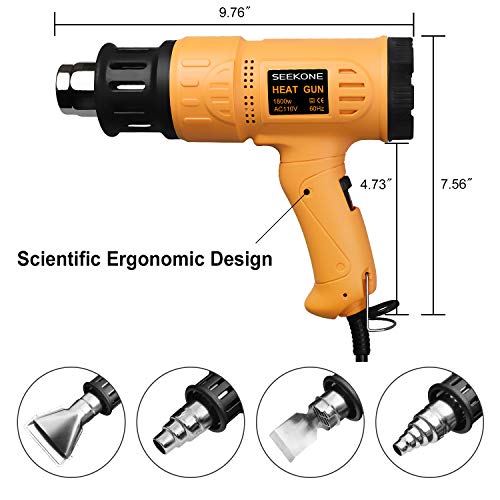 SEEKONE 1800W Heat Gun Variable Temp 122℉-1202℉ for Crafts, Shrink Wrap