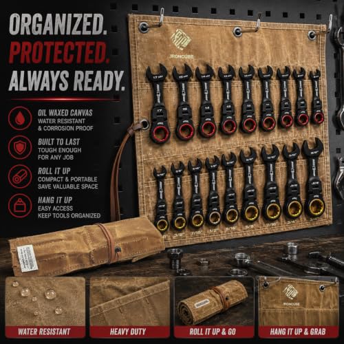 16PCS Stubby Flex Head Ratcheting Wrench Set, SAE & Metric Combination Wrenches, 72-Tooth Short Handle Ratchet Spanner Set for Tight Spaces, Auto Repair & Garage Maintenance, 8-17mm & 5/16"-3/4" - size: 16-Pcs Stubby