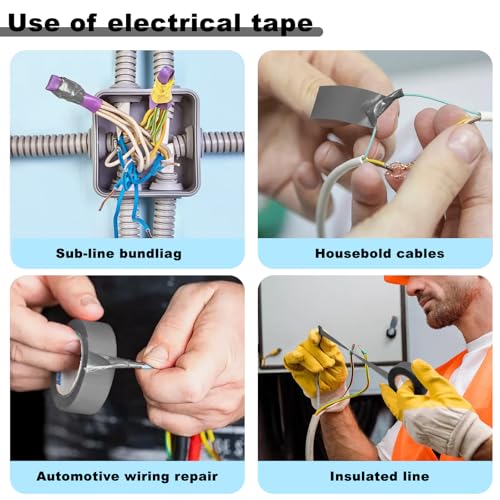 Romeda 9 Pack Electrical Tapes, Electrical Tape Water, Sun, and Oil Resistant, Electrical Tape is Suitable for Most Domestic, Commercial, and Industrial environments - Gray - color: Grey