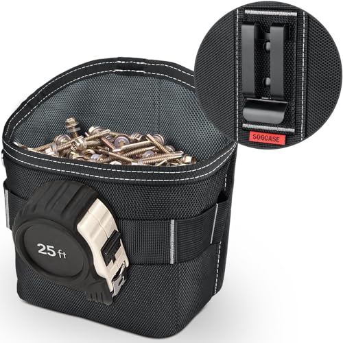 Tool Pouch Nails Screws Bag with Belt Clip (XL, Black) - color: Black