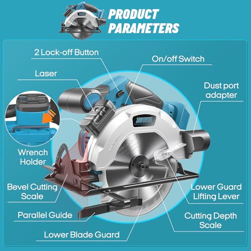 6-1/2 Inch Cordless Circular Saw for Makita 18V Battery, Bare Tool