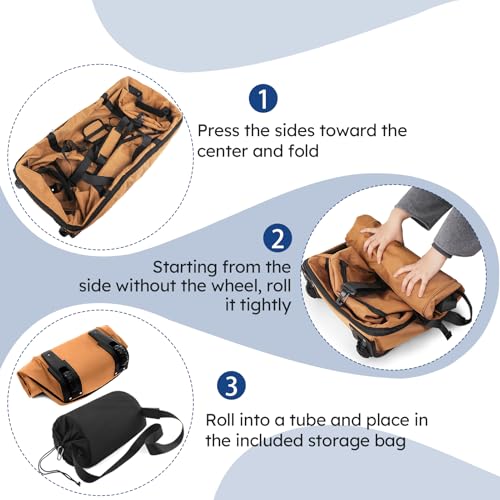 110L Expandable to 140L 32” Foldable Oxford Soft-Sided Rolling Duffle Bag with 2 Heavy-Duty Wheels,2 Large Compartments,Adjustable Shoulder Strap and Attached Organizer Pouch,Coffee - color: Coffee