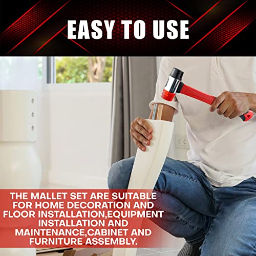 YIYITOOLS 2Pcs Hammer Set, 16oz Rubber Mallet & 40mm Double-Faced Soft Mallet Fit for Construction and Home Renovation, Black - size: 2PCs, style: Rubber Mallet / Double-Faced Soft Mallet