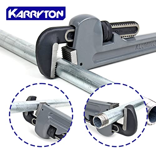 24 Inch Aluminum Pipe Wrench, 4"/100mm Adjustable Cr-Mo Jaw Opening Heavy Duty Straight Handle Plumbing Wrenches, Perfect Plumbers Tool Exceed GGG Standard - size: 24-IN, style: Straight