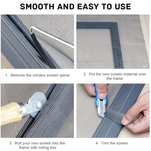 Pet Proof Window Screen Replacements 47.2"X 98.4" Window Screen Roll Door Screen Replacement Mesh Heavy Duty Screens Repair Kit for Sliding Door Patio (Folded Package)
