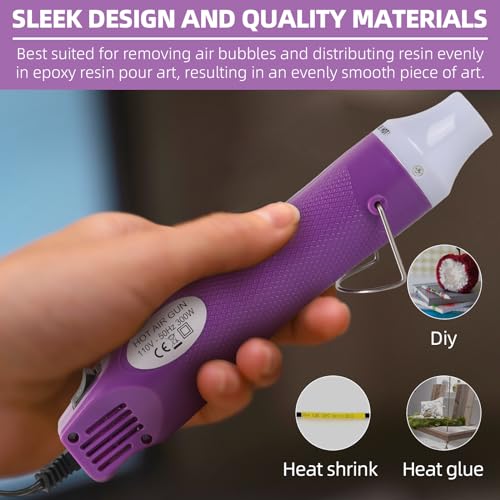 Bubble Removing Tool for Epoxy Resin and Acrylic Art, DIY Glitter Tumblers, Specially-Designed Heat Gun for Making Acrylic Resin Travel Mugs Tumblers to Remove Air Bubbles (Purple, 8.8x1.8") - color: Purple